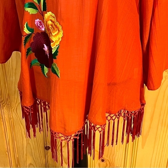 Roja Orange Embroidered Cold Shoulder Tunic Top Sz-M - Picture 4 of 11